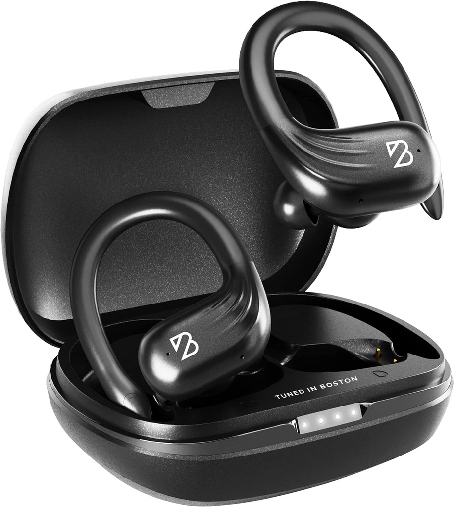Back Bay Audio Runner 60 Wireless Running Earbuds, 80 Hour Long Battery Life Over The Ear with EarHooks, Wrap Around Earphones Wireless Bluetooth Earbuds with Microphone, Earphones in Ear Headphones