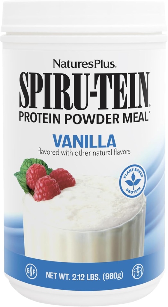 NaturesPlus SPIRU-TEIN, Βανίλια - 2,12 lbs, Συσκευασία των 3 - Spirulina Protein Powder - Βιταμίνες & Ορυκτά για την Ενέργεια - Χορτοφαγικά, Χωρίς Γλουτένη - 96 Σύνολο Σερβιέτες