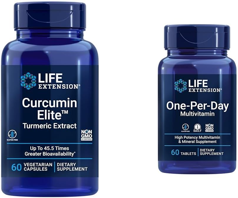 Life Extension Curcumin Elite Turmeric Extract, Προωθεί μια υγιή φλεγμονώδη Ανταπόκριση & Πολυβιταμίνη μιας ημέρας – Συσκευασία με Πάνω από 25 βιταμίνες