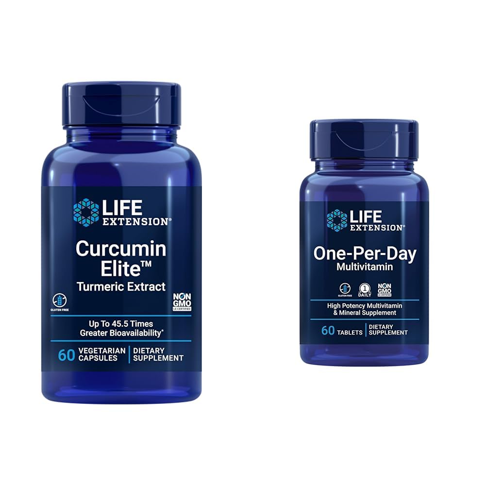 Life Extension Curcumin Elite Turmeric Extract, Προωθεί μια υγιή φλεγμονώδη Ανταπόκριση & Πολυβιταμίνη μιας ημέρας – Συσκευασία με Πάνω από 25 βιταμίνες