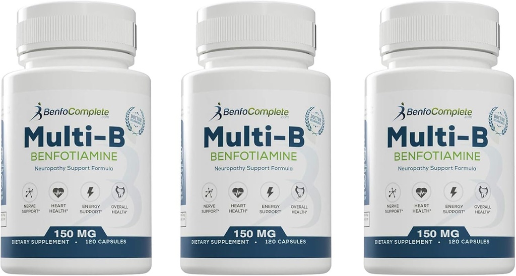 Benfotiamine Multi-B Neuropathy Support Formula 150mg 120 Ζελατίνη Κάψουλες ανά φιάλη - Συσκευασία των 3 Φιαλιδίων