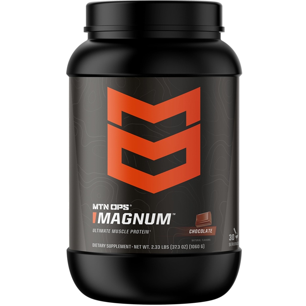 MTN OPS Magnum Chocolate Protein Powder, 23g Whey Isolate Protein & Milk Protein with BCAAs, Zero Sugar & Gluten Free 30-Serving Tub