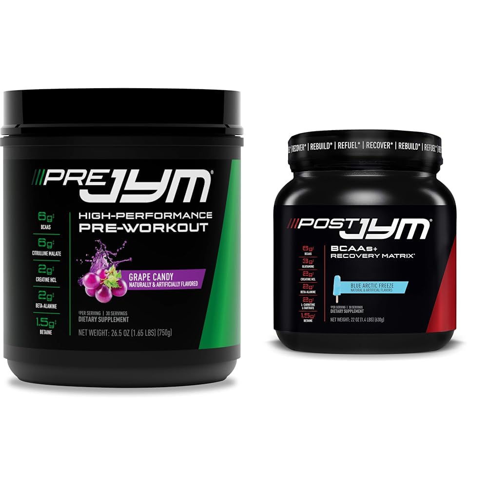 Pre JYM Grape Candy Προ προπόνησης, Post JYM Active Matrix Post-Workout με BCAAs, Creatine HCI, Beta-Alanine 