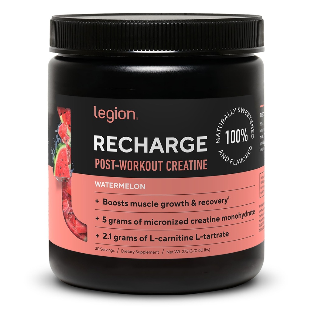 LEGION Recharge μετά την προπόνηση συμπλήρωμα - Όλα τα φυσικά μυών Builder & Recovery Ποτό με μικρονωμένο Creatine Monohydrate. Φυσικά γλυκασμένα & αρωματισμένα, ασφαλή & υγιεινά (Watermelon, 30 Serve)