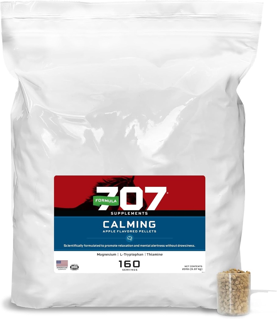 Formula 707 Calming Equine Supplement 20LB Τσάντα – 160 Services – Ανακούφιση άγχους και ενισχυμένη εστίαση για τα άλογα – L-Tryptophan, Θιαμίνη & Μαγνήσιο