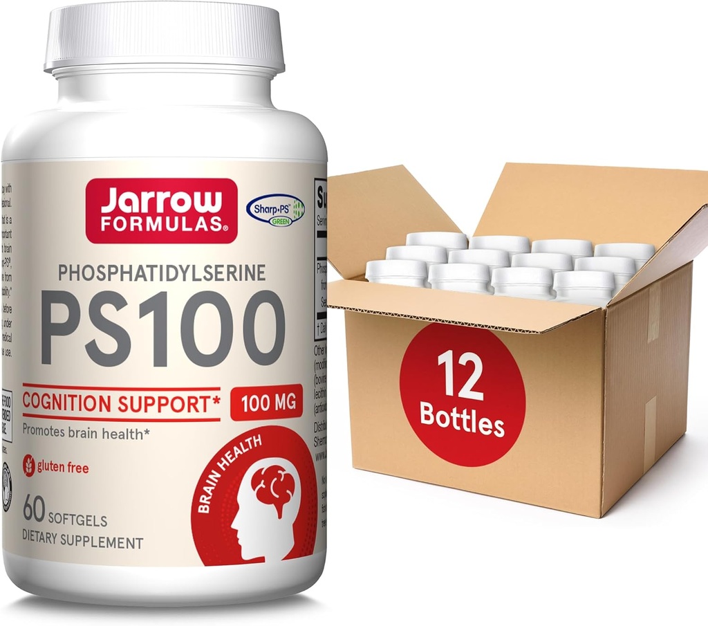 Jarrow Formulas PS100 Phosphatidylserine 100 mg, Συμπλήρωμα διατροφής για την υποστήριξη της υγείας του εγκεφάλου και της γνώσης, 60 Softgels, 20-60 Day Supply, Συσκευασία των 12