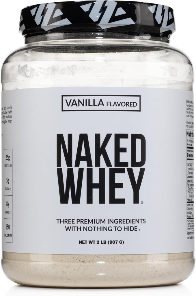 ΝΑΚΕΔ Whey Vanilla Protein Powder - Μόνο 3 συστατικά - Grass Fed Whey Protein Powder, Vanilla Flavor, και οργανική ζάχαρη καρύδας, χωρίς ΓΤΟ, χωρίς σόγια, και χωρίς γλουτένη - 24 εξυπηρετούν