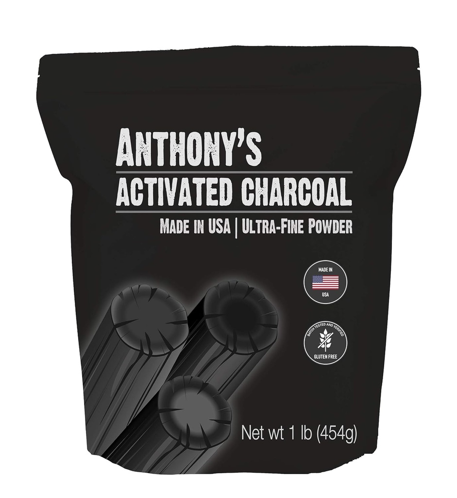 Anthony's Enabled Charcoal, 1 LB, Made in USA, Ultra Fine, Gluten Free & Food Grade