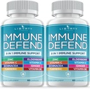 8 in 1 Immune Defense Support, Immunity Vitamins Supplement Booster with Zinc 50mg, Vitamin C Elderberry Vit D3 5000 IU, Turmeric Curcumin & Ginger, Echinacea - Allergy Relief for Kids Adults (2 Pack)