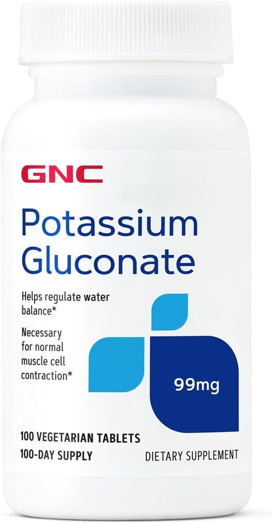 GNC Γλυκονικό κάλιο 99mg, 100 δισκία, Υποστηρίζει τη φυσιολογική λειτουργία των μυών