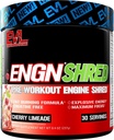 EVL Ultimate Pre Workout Powder - Thermogenic Fat Burner Preworkout Powder Drink for Lasting Energy Focus and Stamina - ENGN Shred Intense Fat Burning Creatine Free Preworkout Drink - Cherry Limeade
