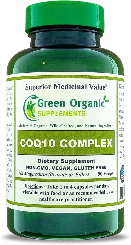 Green Organic Συμπληρώματα Coq 10 Complex, Ubiquinone, 90 VCaps, Υψηλή απορροφήσιμη, μη ΓΤΟ, Χωρίς γλουτένη (Single)
