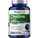 NusaPure Choline Bitartrate 1000 mg 200 κάψουλες Veggie (Βεγκανικά χορτοφαγικά, μη ΓΤΟ)