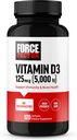 FORCE FACTOR Βιταμίνη D3 5000 IU Softgels, συμπλήρωμα βιταμίνης D υψηλής ισχύος για την υποστήριξη της ανοσίας και της υγείας των οστών, Premium Quality, Χωρίς συντηρητικά, 120 Softgels