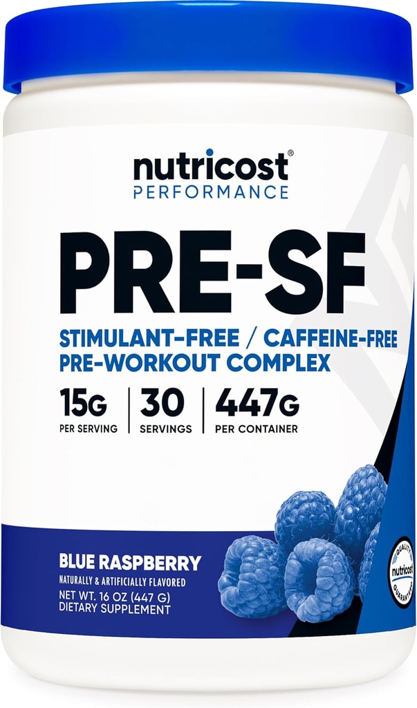 Nutricost διεγερτικό δωρεάν προ-εργασία, 30 σέρβις (μπλε σμέουρο) - καφεΐνη δωρεάν, μη-GMO, χωρίς γλουτένη