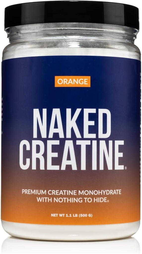 NAKED Καθαρό Μικρονωμένο Πορτοκαλί Creatine Monohydrate - 36 Μερίδες - 500 γραμμάρια, 1.1Lb Μαζική, Vegan, Μη-GMO, Χωρίς γλουτένη, Χωρίς σόγια.