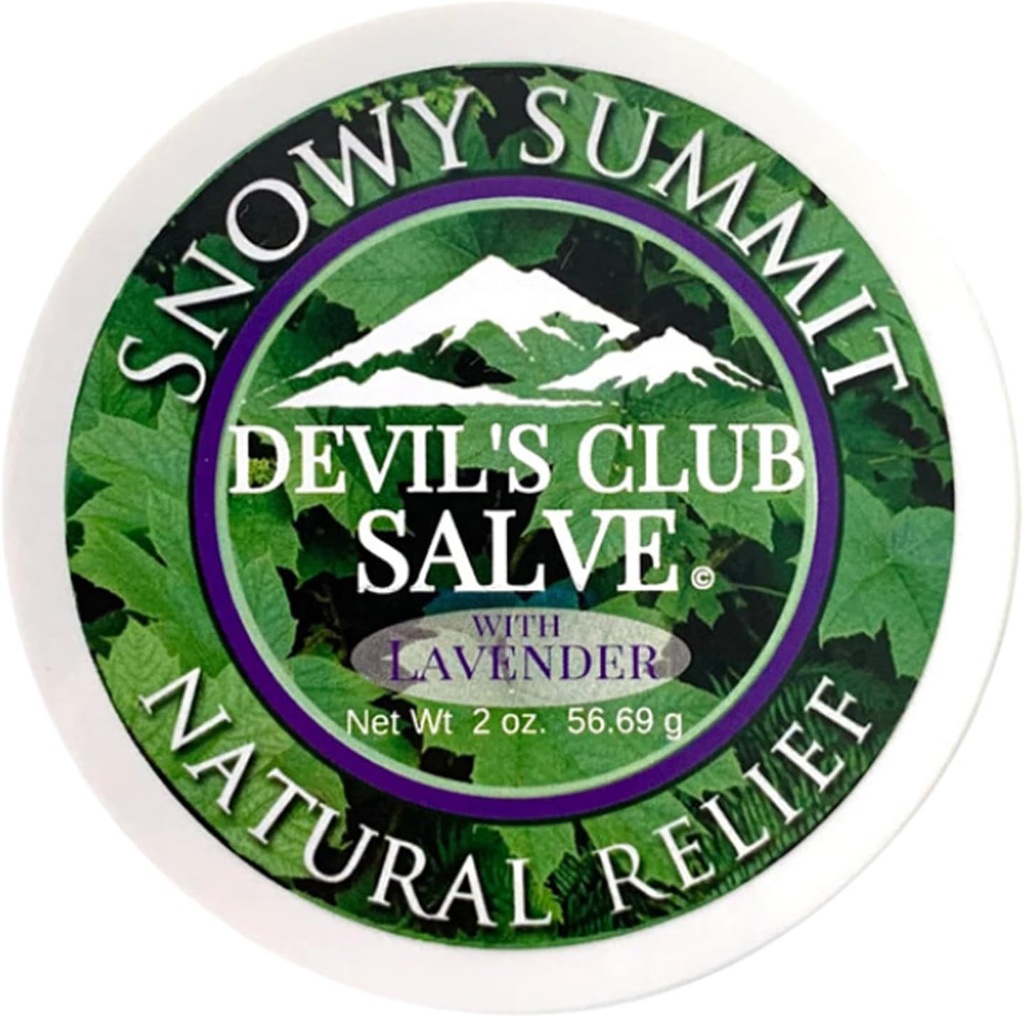 Snowy Summit Alaska Devil's Club Lavender Salve - Χειροποίητο Δερμάτινο Αλοιφή με Λεβάντα - Natural Muscle Rub with Premium, Responable Soured Plant Materials - Made in USA - 2 oz