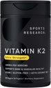 Sports Research Βιταμίνη K2 MK7 180mcg με λάδι καρύδας - 60 Veggie Softgels - Vegan Certified, Μη ΓΤΟ Επαληθευμένο & Χωρίς Γλουτένη