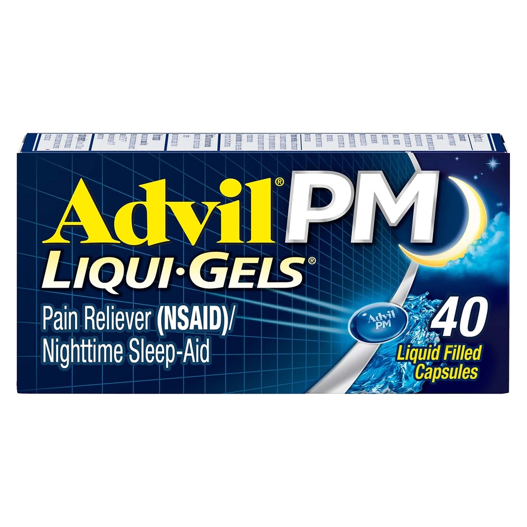 Advil PM Liqui-Gels Pain Reliever and Nighttime Sleep Aid, Pain Medicine with Ibuprofen for Pain Relief and Diphenhydramine HCL for a Sleep Aid - 40 Liquid Filled Capsules - Επιστροφή στο Κολλέγιο