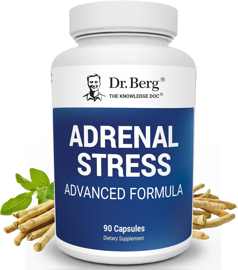 Η Adrenal Stress Advanced Formula του Δρ. Μπεργκ - Συμπληρώματα υποστήριξης Adrenal για το άγχος, τη διάθεση και την ενέργεια - Συμπληρώματα Adrenal - Cortisol Manager with Ashwagandha - 90 Κάψουλες