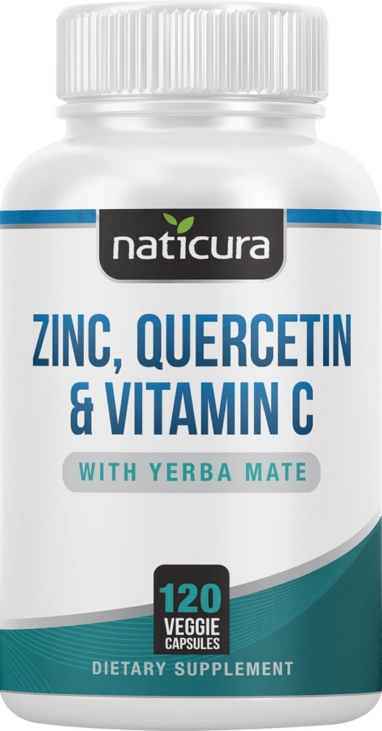 Zinc Quercetin με βιταμίνη C και Yerba Mate - 4-σε-1 Συμπλήρωμα Διατροφικής Ανοσολογικής Υποστήριξης - 120 Κάψουλες Veggie - Κατασκευασμένο στις ΗΠΑ