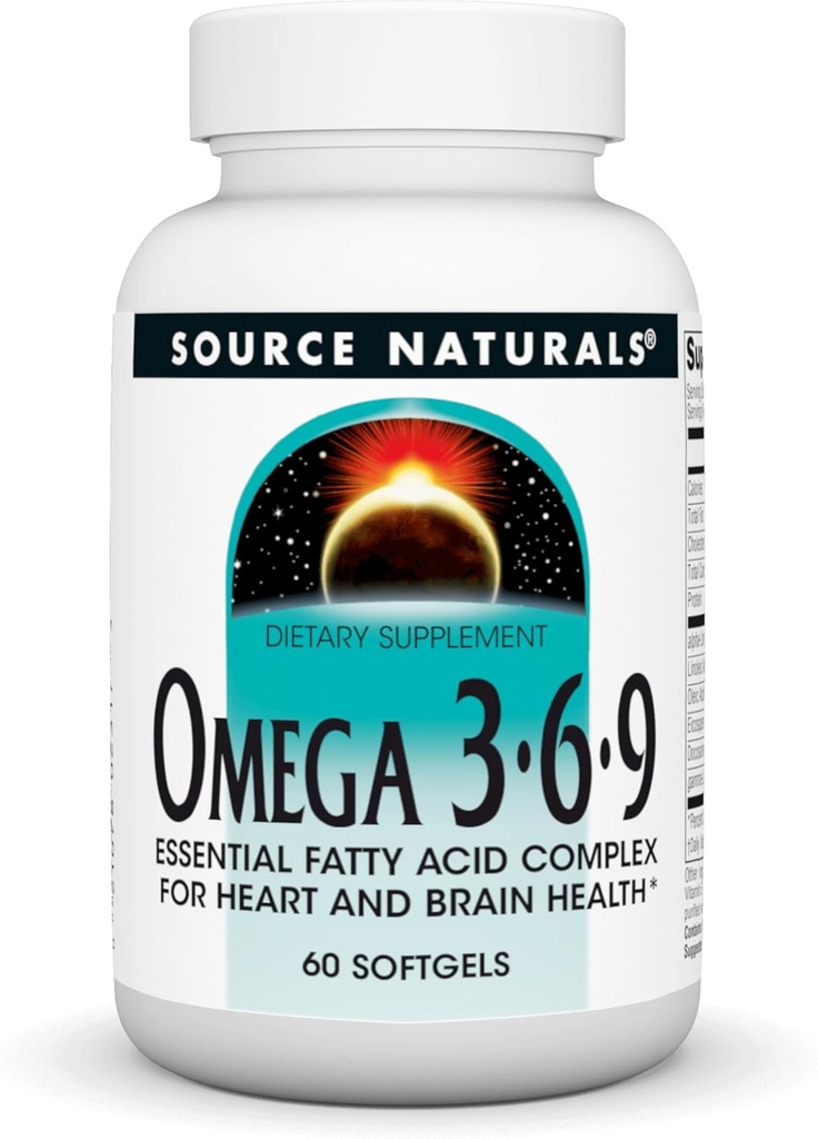 Source Naturals Omega 3-6-9, Essential Faty Acid Complex for Heart and Brain Health* - 60 Softgels