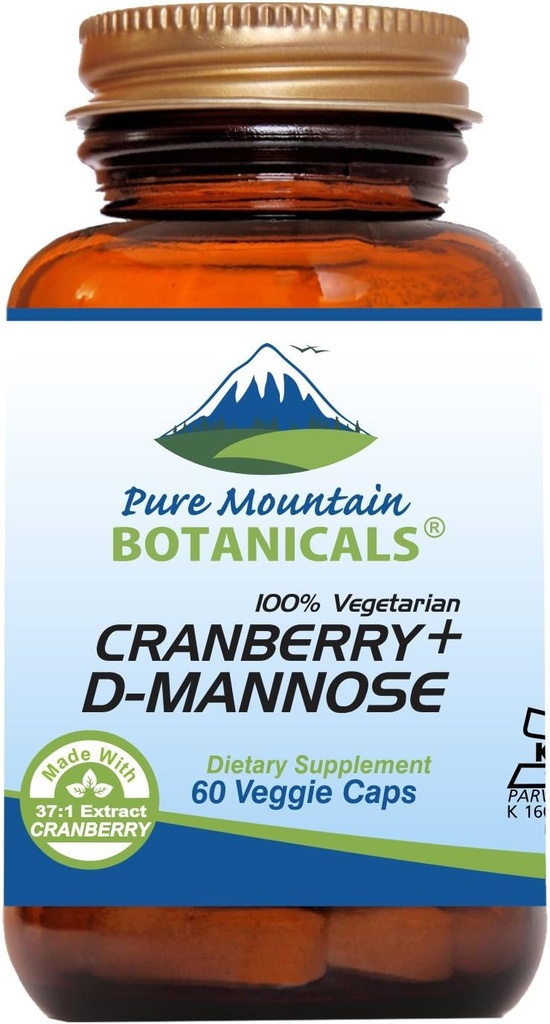 Καψάκια Cranberry D Mannose - 60 Kosher Vegan Caps - 1000mg D Mannose με συμπύκνωμα Cranberry Plus Vitamin C