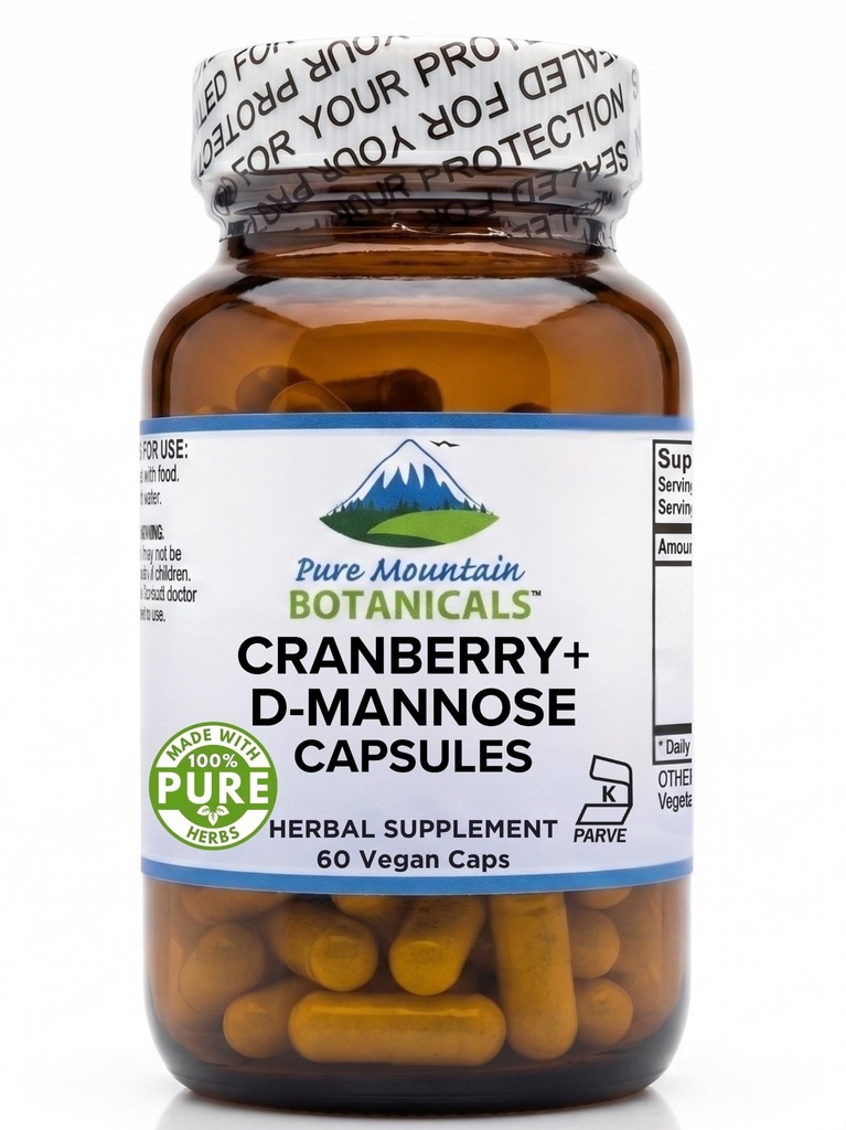 Καψάκια Cranberry D Mannose - 60 Kosher Vegan Caps - 1000mg D Mannose με συμπύκνωμα Cranberry Plus Vitamin C