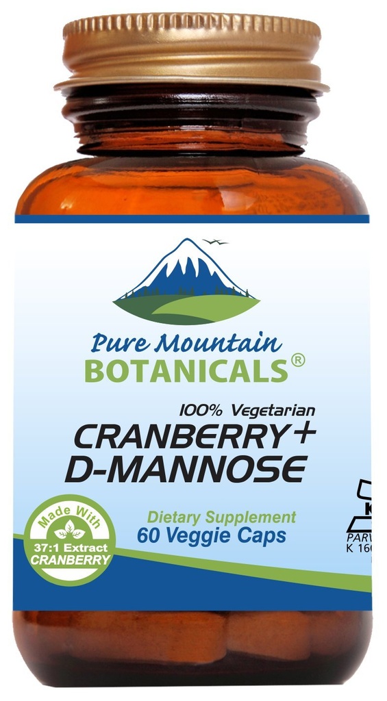 Καψάκια Cranberry D Mannose - 60 Kosher Vegan Caps - 1000mg D Mannose με συμπύκνωμα Cranberry Plus Vitamin C