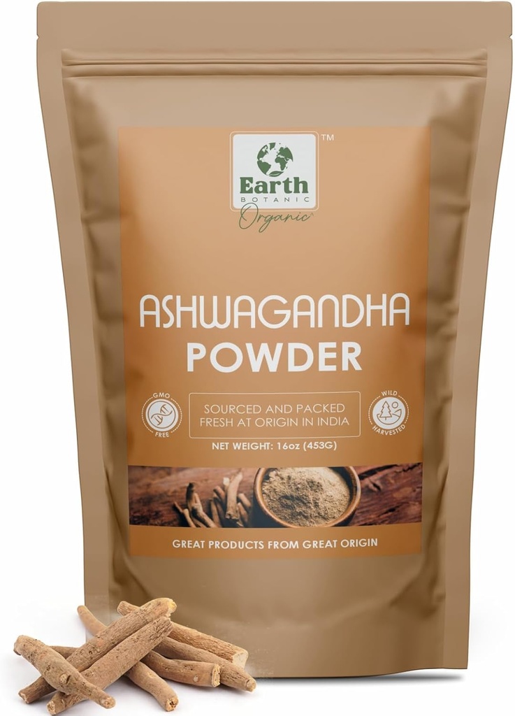 Ashwagandha Root Powder 453g (16 oz) - Μη ΓΤΟ & Χωρίς γλουτένη - Withania Somnifera Πηγή από την Ινδία (Pack of 1)