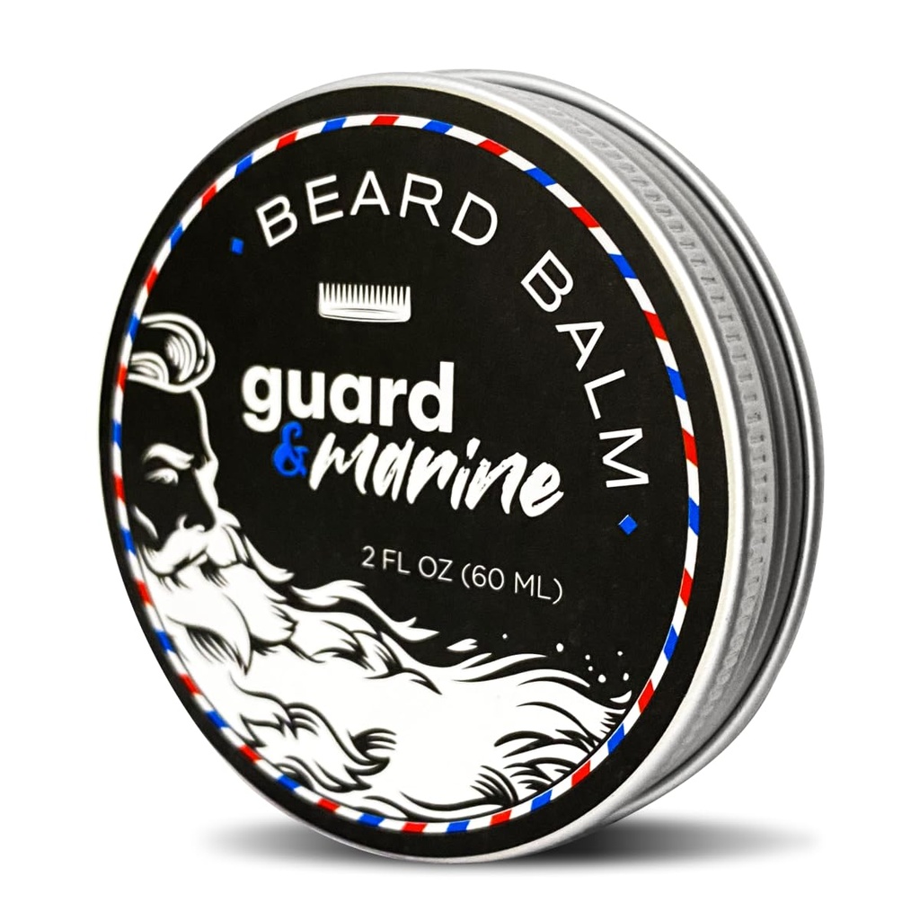 GUARD&MARINE Beard Growth Balm - 2 oz. Αποτελεσματική Φυσική Φόρμουλα με Βιοτίνη για τη φροντίδα του μούστου, την ενυδάτωση και το στυλ, Leave-in Beard Conditioner & Unscented Moisturizer για τους άνδρες