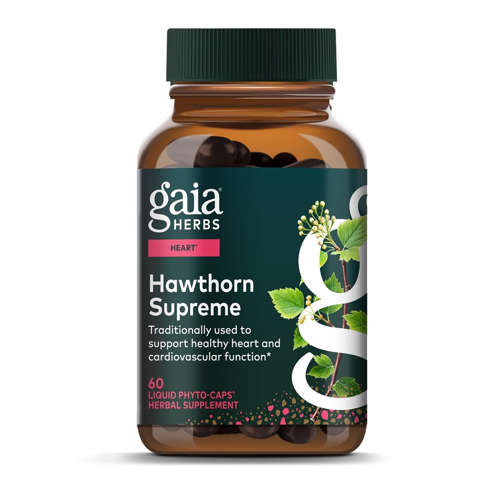 Gaia Herbs Hawthorn Supreme - Hawthorn Berry συμπλήρωμα - με βότανα παραδοσιακά χρησιμοποιείται για την υποστήριξη της υγείας της καρδιάς* - 60 Vegan Liquid Phyto-Capsules (30-Day Supply)