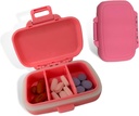 Travel Pill Organizer - Ανθεκτικό, Watertight Pill Υπόθεση Ταξιδιών Μέγεθος με 3 διαμερίσματα - Compact Pill Travel Θήκη για Βιταμίνες, Συμπληρώματα, Ιατρική - Travel Pill Container για Αγορές (Pink)