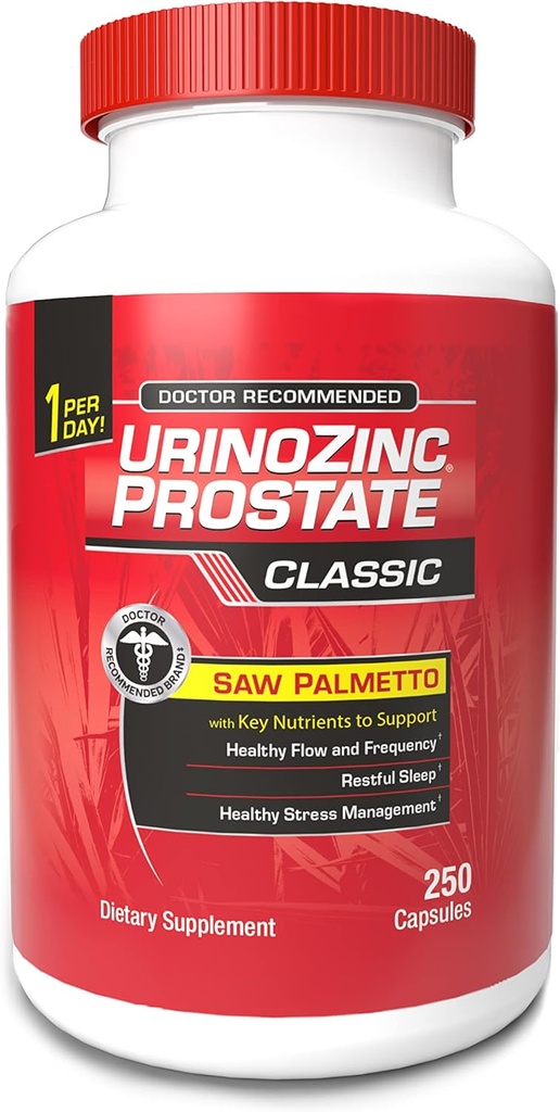 Urinozinc Classic Prostate συμπλήρωμα για τους άνδρες, 1 κάψουλα ανά ημέρα, Saw Palmetto & Β Βιταμίνες (Πάνω από 8 μήνες προσφοράς, 250 Count)