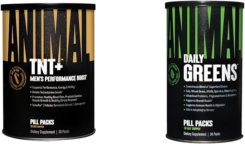 Ζωικό TNT+ Test Booster, Prostate & Stress Support Greens Chlorophyl, Spectra, Prebiotic, Probiotic for Gut & Immune Health, 30 Count