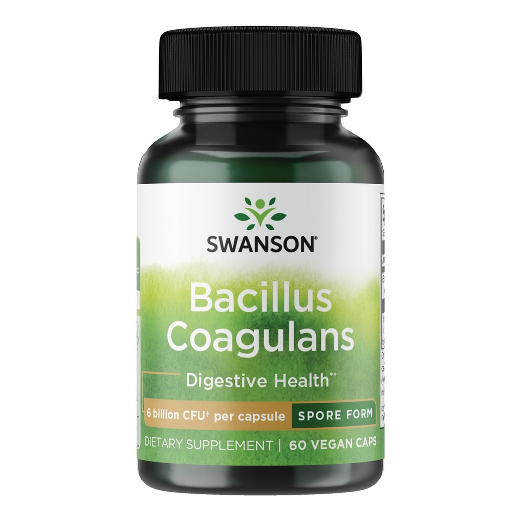 Swanson Bacillus Coagulans Spore-Form Probiotic for Adults Seeking Shelf-Stable Digestive Support with 6 Billion CFU - Acid-Resistant (60 Vegan Capsules)