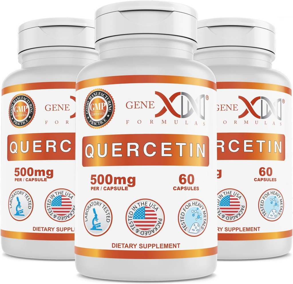 Genex Formulas Quercetin 500mg (60 κάψουλες) Μη ΓΤΟ, Χωρίς γλουτένη (3 συσκευασία)
