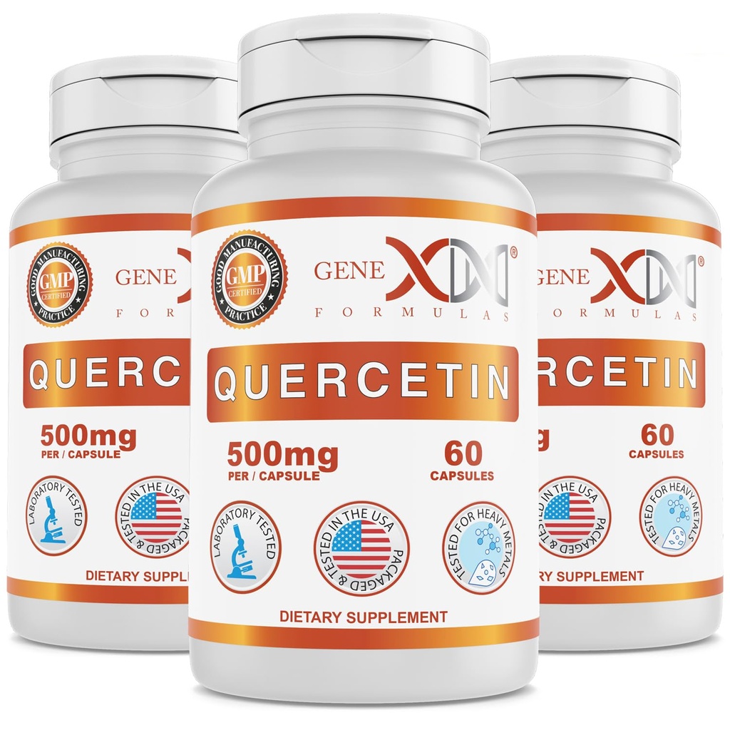Genex Formulas Quercetin 500mg (60 κάψουλες) Μη ΓΤΟ, Χωρίς γλουτένη (3 συσκευασία)