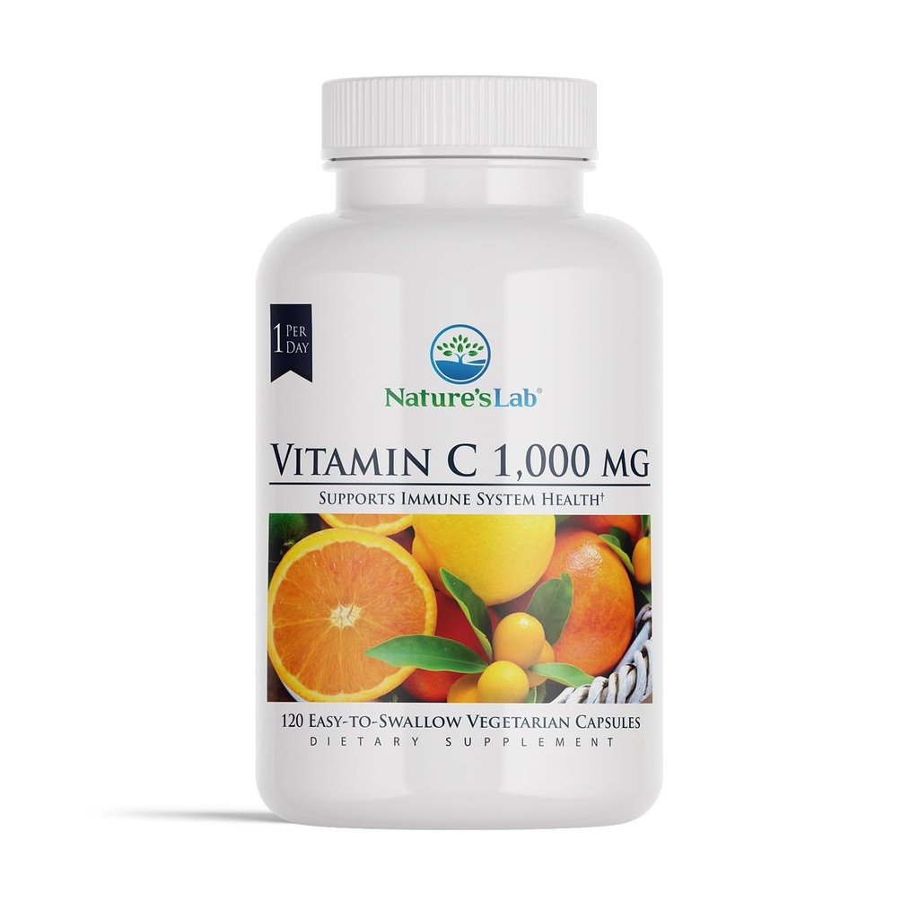 Nature's Lab Vitamin C 1000mg ανά κάψουλα - Υποστηρίζει την υγεία του ανοσοποιητικού συστήματος, 120 Count (πακέτο του 1)