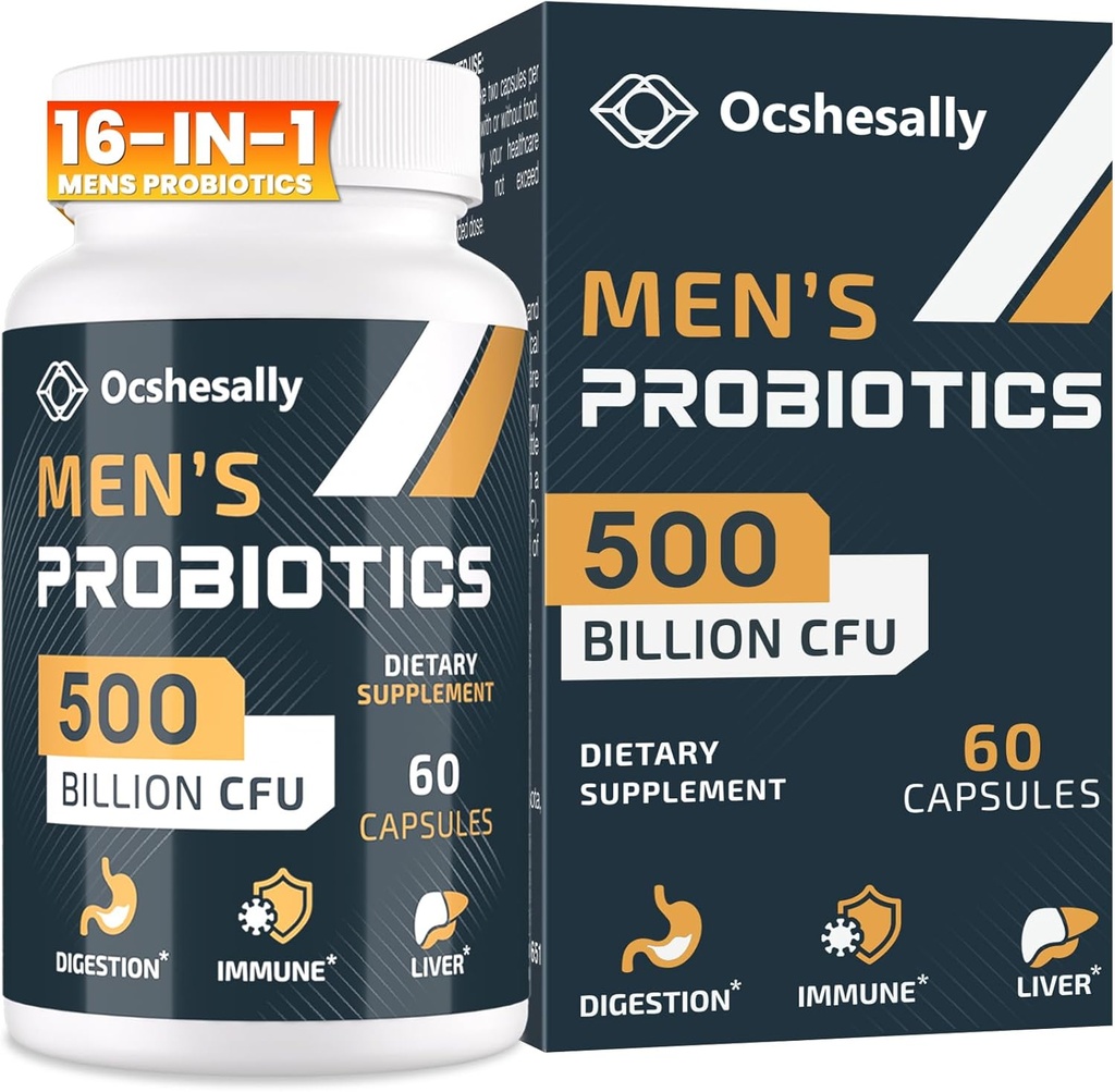 Προβιοτικά για άνδρες, 500 δις CFUs & 12 Strains Mens probiotic, με Turmeric, Cranberry, Goji - Probiotics για Digestive Health, Gut, Immune & Bloating, Prostate & Urinary Tract Health, 60 κάψουλες