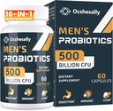 Probiotics for Men, 500 Billion CFUs & 12 Strains Mens probiotic, with Turmeric, Cranberry, Goji - Probiotics for Digestive Health, Gut, Immune & Bloating, Prostate & Urinary Tract Health, 60 Capsules
