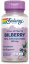 SOLARAY Bilberry Extract 160 mg, Eye Health & Circulation Support, 36% Anthocyanosides Plus Blueberry, Vegan, 30 VegCaps