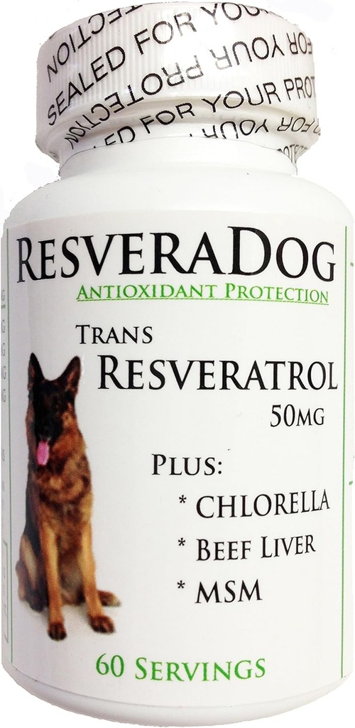 Resveradog: Σκύλος 99% Tran Resveratrol σκόνη με Argintine Beef Liver, MSM & Chlorella