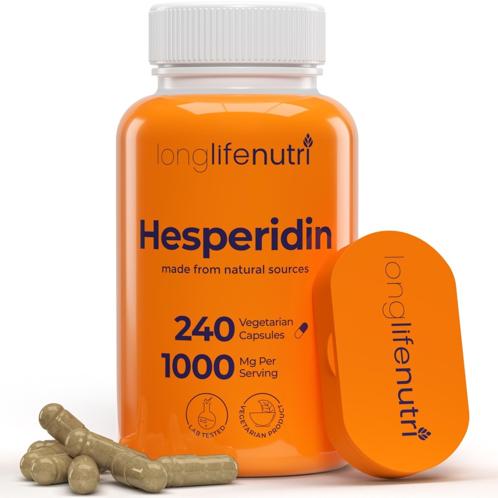 Hesperidin 1000mg, 240 Κάψουλες (4 Μήνας Προσφορά), Υποστηρίζει Καρδιαγγειακή Υγεία, Πίεση αίματος & Κυκλοφορία, Ανοσολογική Υποστήριξη, Ισχυρό Αντιοξειδωτικό & Αγγειακή Λειτουργία Οφέλη, Made in USA
