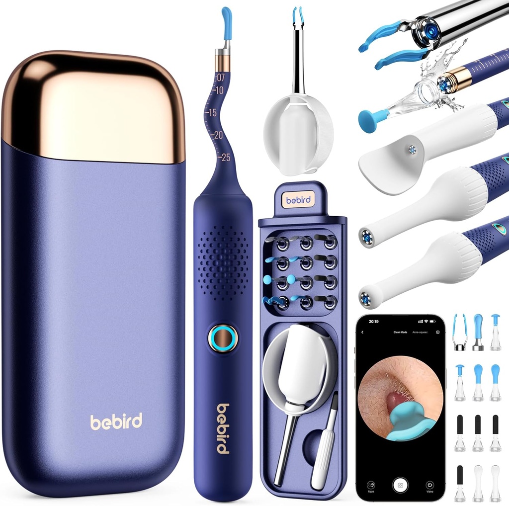 BEBIRD Ευέλικτη μηχανή αφαίρεσης κεριών αυτιών, FSA HSA επιλέξιμα αντικείμενα, Ασύρματο Smart Visual Kit καθαρισμού αυτιών με 13-Piece Συμβουλές, HD Otoscope αυτιών κάμερας με λαβίδες, Earsight Plus B31R Earwax Cleaner