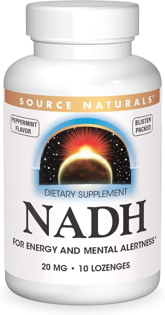 Πηγή Naturals NADH 20mg, Ενισχύστε την ενέργεια και τη διανοητική εγρήγορση *, 10 Lozenges