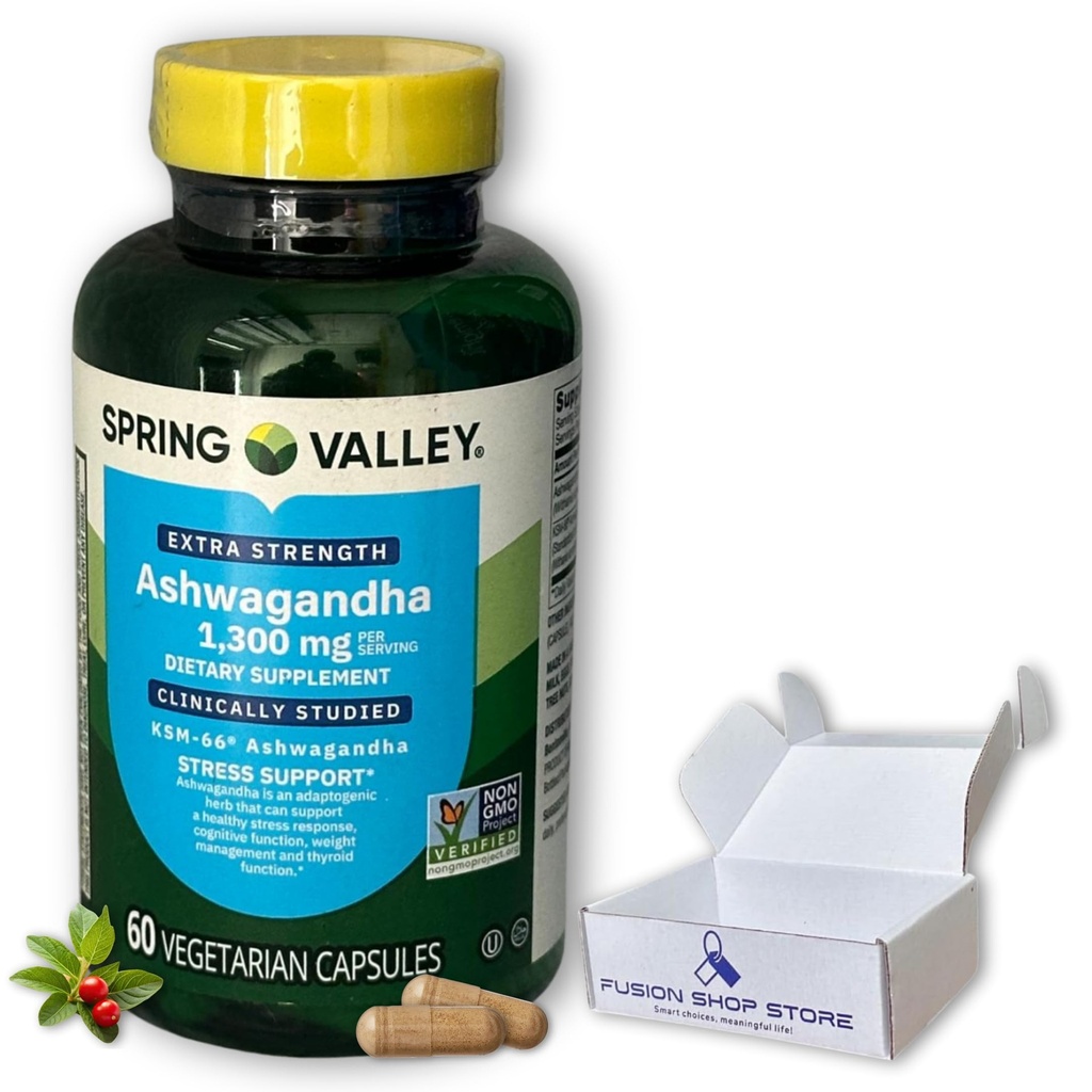 Ashwagandha ksm 66 1300mg- Κάψουλες επιπλέον δύναμη, 60ct (πακέτο του 1)