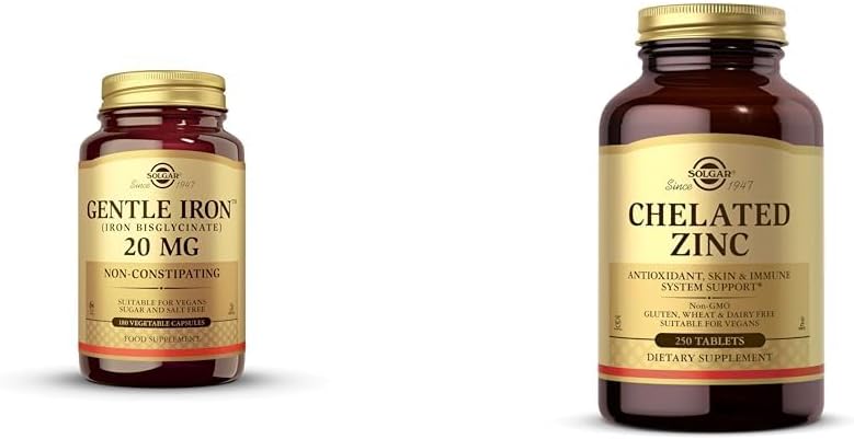 Solgar Gentle Iron - Ιδανικό για ευαίσθητα στομαχικάΚόκκινα κύτταρα αίματος συμπλήρωμα, μη Constitating & GMO & Χηλικός ψευδάργυρος, 250 δισκία - Ψευδάργυρος για υγιή δέρμα - Υποστηρίζει την ανάπτυξη κυττάρων & DNA Σχηματισμός