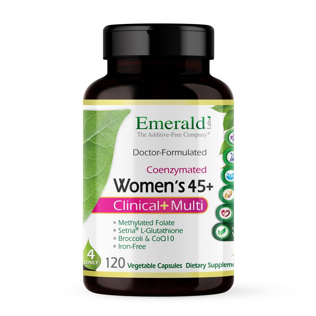 Emerald Labs 45+ Clinical Multi - Multivitamin for Comprehensive Support, Bone & Heart Health* - Designed for Women 45+ - Χωρίς γλουτένη & χορτοφαγικά - 120 κάψουλες λαχανικών (30-Day Supply)