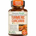 Turmeric Curcumin Supplement - 1200 mg Organic Turmeric + Tumeric Extract (95% Curcuminoids) για Κοινή Υποστήριξη & Πεπτικό Υγεία - Turmeric Supplement - Καθαρή Κουρκουμίνη με Μαύρο Πιπέρι - 60 Κάψουλες